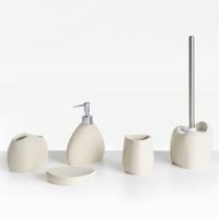 BADACCESSOIRES Set 5-teilig Hellbeige Coata - Beige, Kunststoff (8/10/8cm) - Beliani