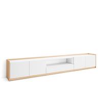 LOWBOARD, Weiß und Eiche Soft, 310/37/50cm - Weiß, Holzwerkstoff (310/50/37cm) - Skraut Home