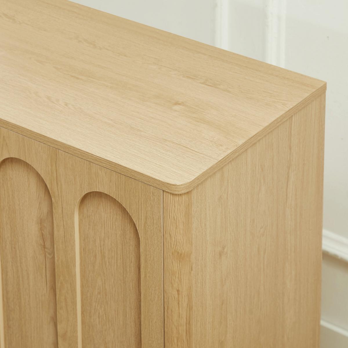 SIDEBOARD in Eichenoptik mit Bogenmotiv und Griffen, Beige - Naturfarben, Holzwerkstoff (40/80/160cm) - Urban Meuble