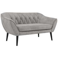 2-SITZER-SOFA PIRS - Hellgrau Velvet - Schwarze Beine - Hellgrau/Schwarz, Holzwerkstoff/Textil (140/75/74cm) - MKS
