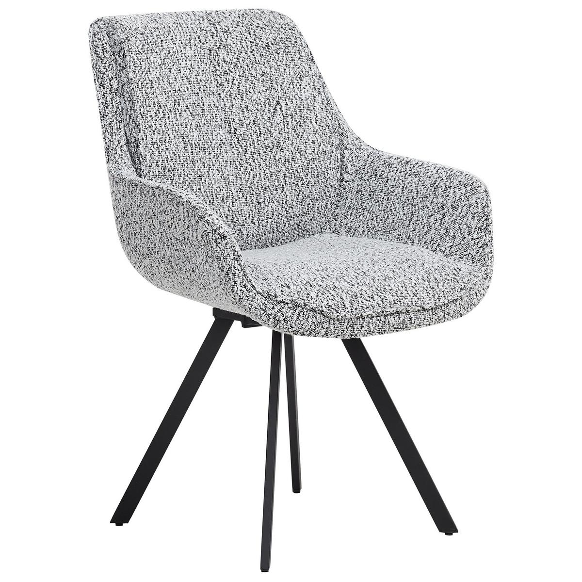 ESSZIMMERSTUHL drehbar Bouclé Schwarz/Weiß Marcellus - Weiß, Textil (59/87/60cm) - Beliani