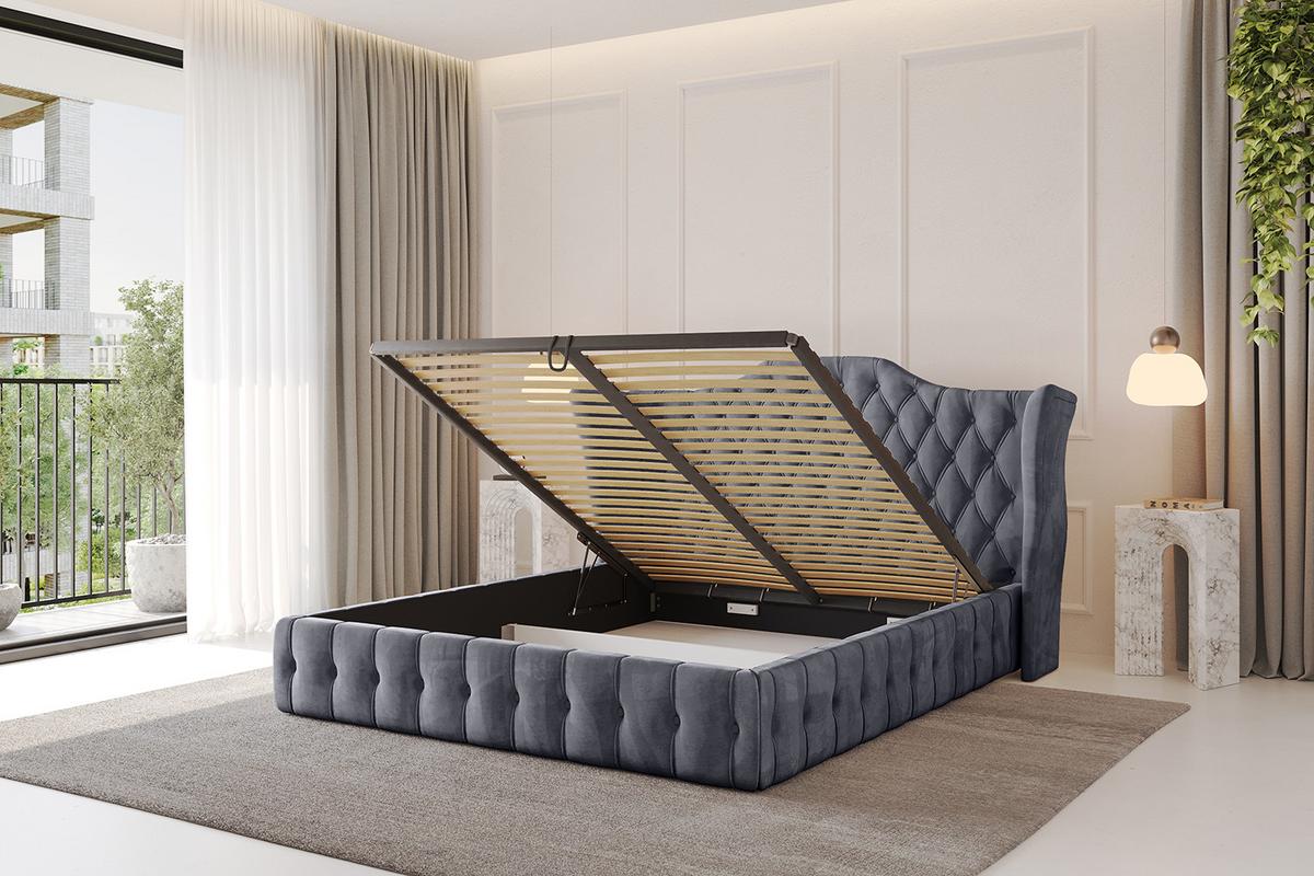 POLSTERBETT mit Bettkasten und Lattenrost, Boxbett ohne Matratze - MODY 120x200 Dunkelgrau - Dunkelgrau, Holzwerkstoff/Textil (120/200cm) - ALTDECOR