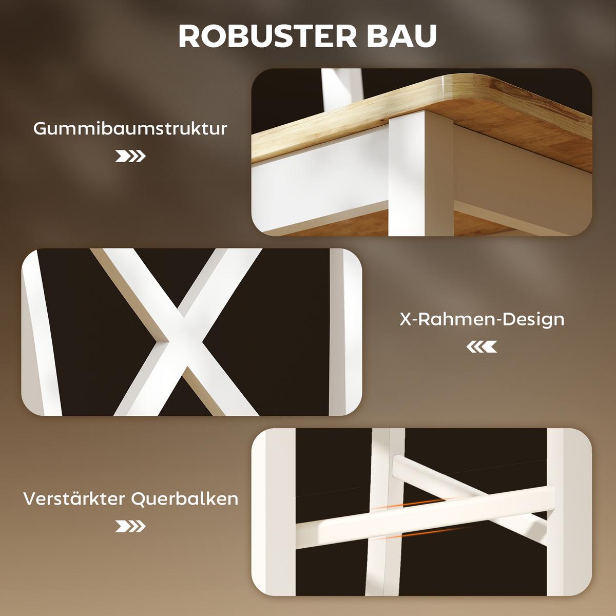 BARTISCH und Barhocker-Set 3tlg. mit Holzoptik - Eichefarben/Weiß, Holz (108/48/91cm) - HOMCOM