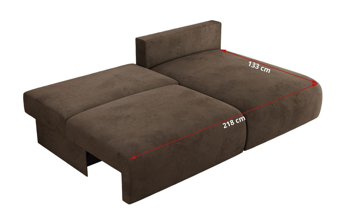 ECKSCHLAFSOFA VIVO L Braun Velvet - links - Schwarz/Braun, Kunststoff/Textil (223/150cm) - MKS