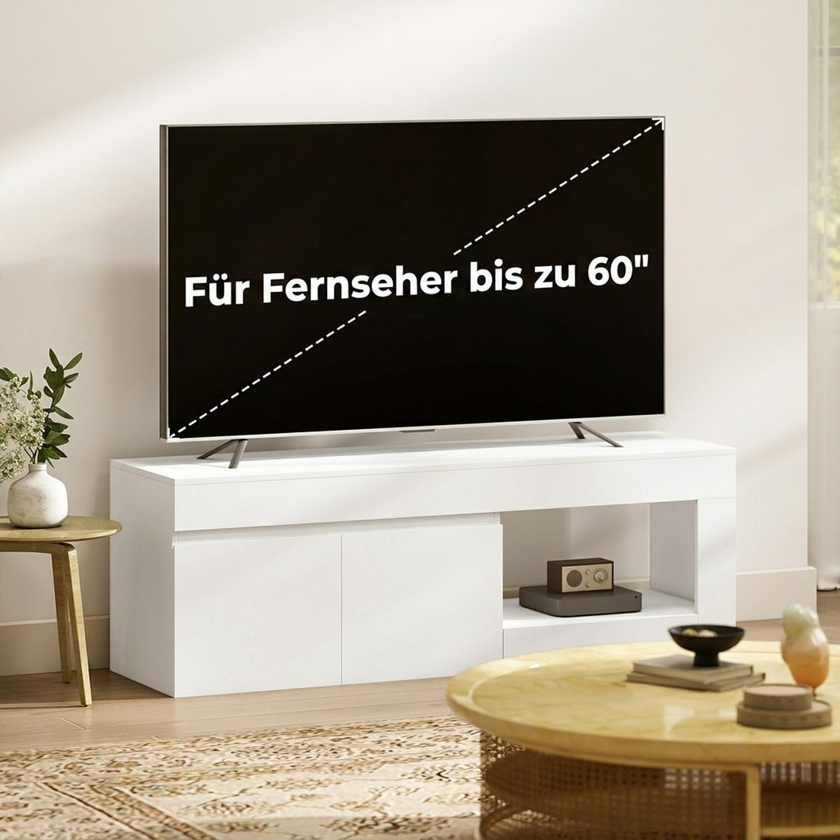 TV-LOWBOARD Spanplatte Weiß - Weiß, Holzwerkstoff (40/48/140cm) - HOMCOM
