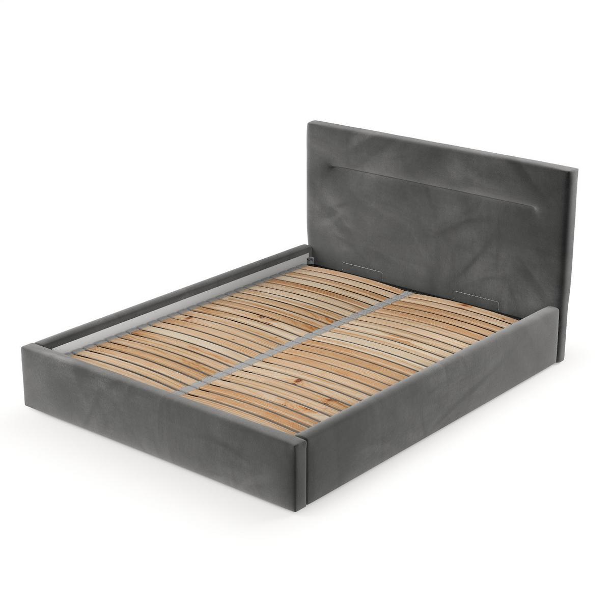 POLSTERBETT Liline 160/200 cm Grau im Kronos Stoff - Schwarz/Naturfarben, Holz/Holzwerkstoff (160/200cm) - AltaBeds