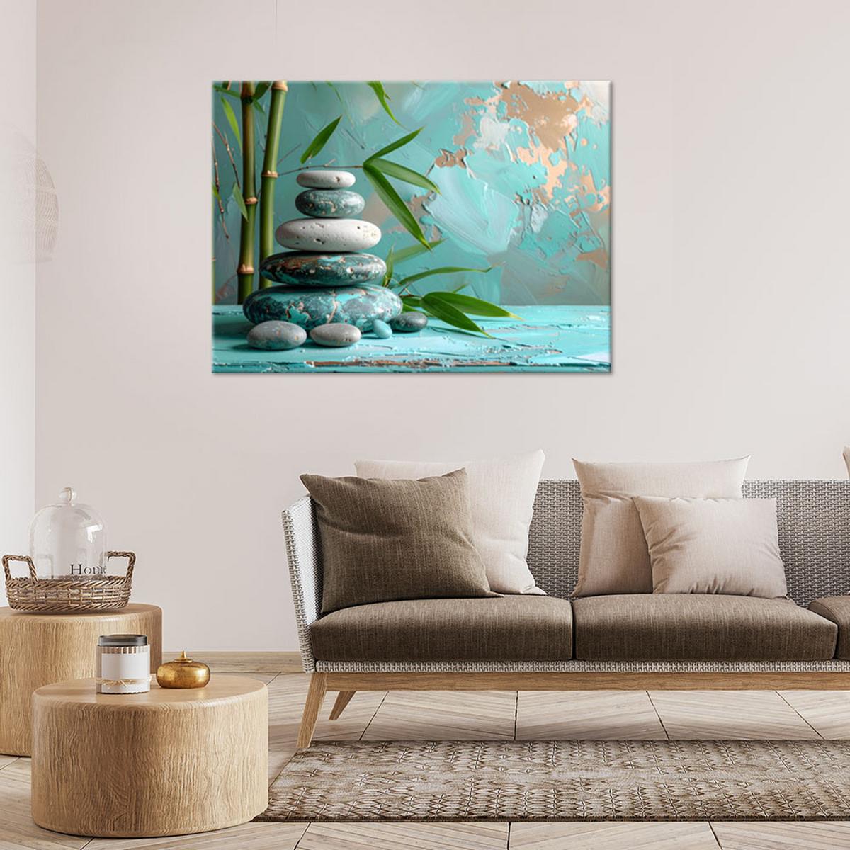 LEINWANDBILD Zen und Orientalisch 30x20cm - Türkis, Textil (30/20cm) - Feeby