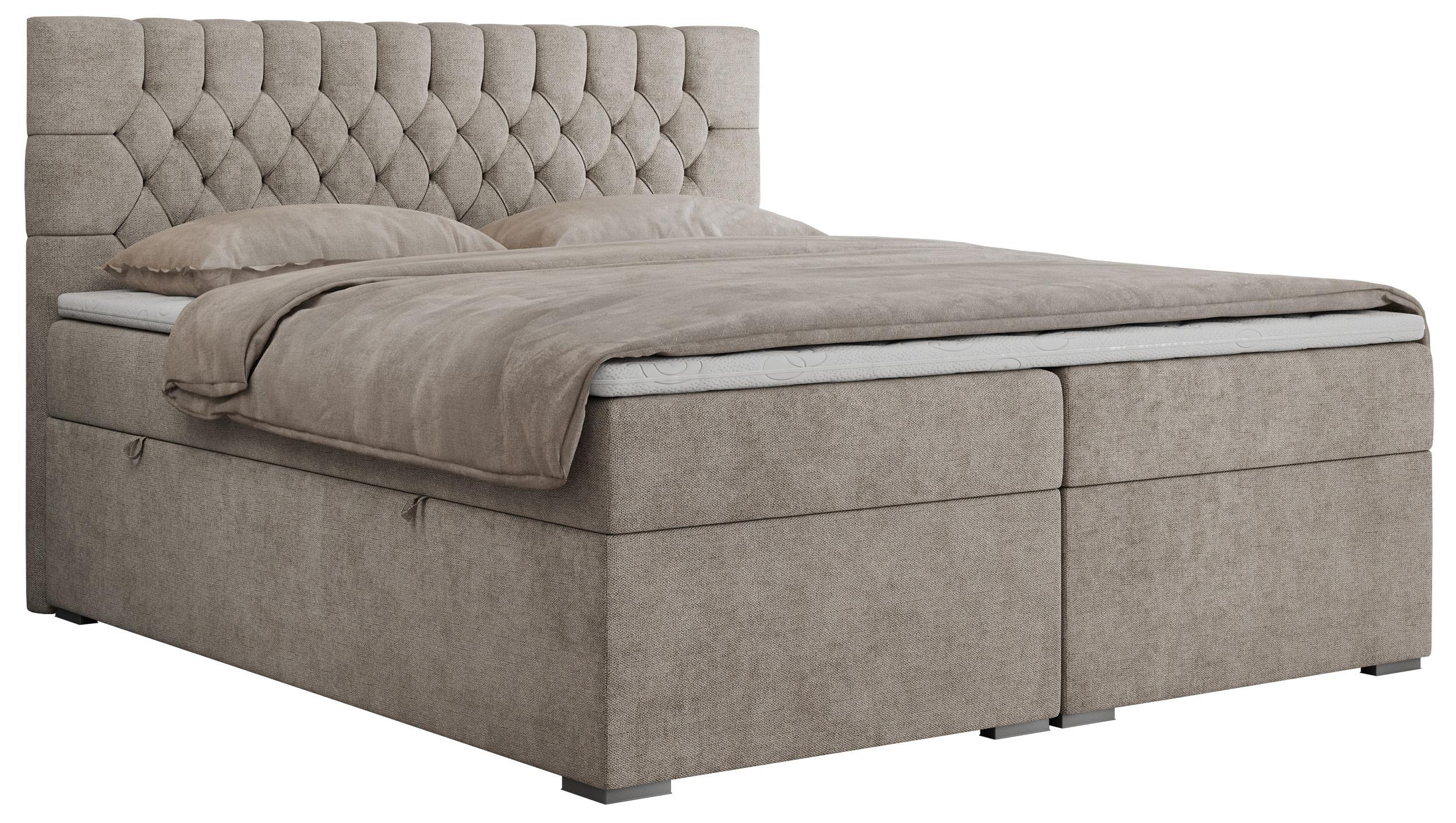 BOXBETT PERA 140/200 Beige Struktur - H4 - Beige, Holz/Textil (140/200cm) - MKS