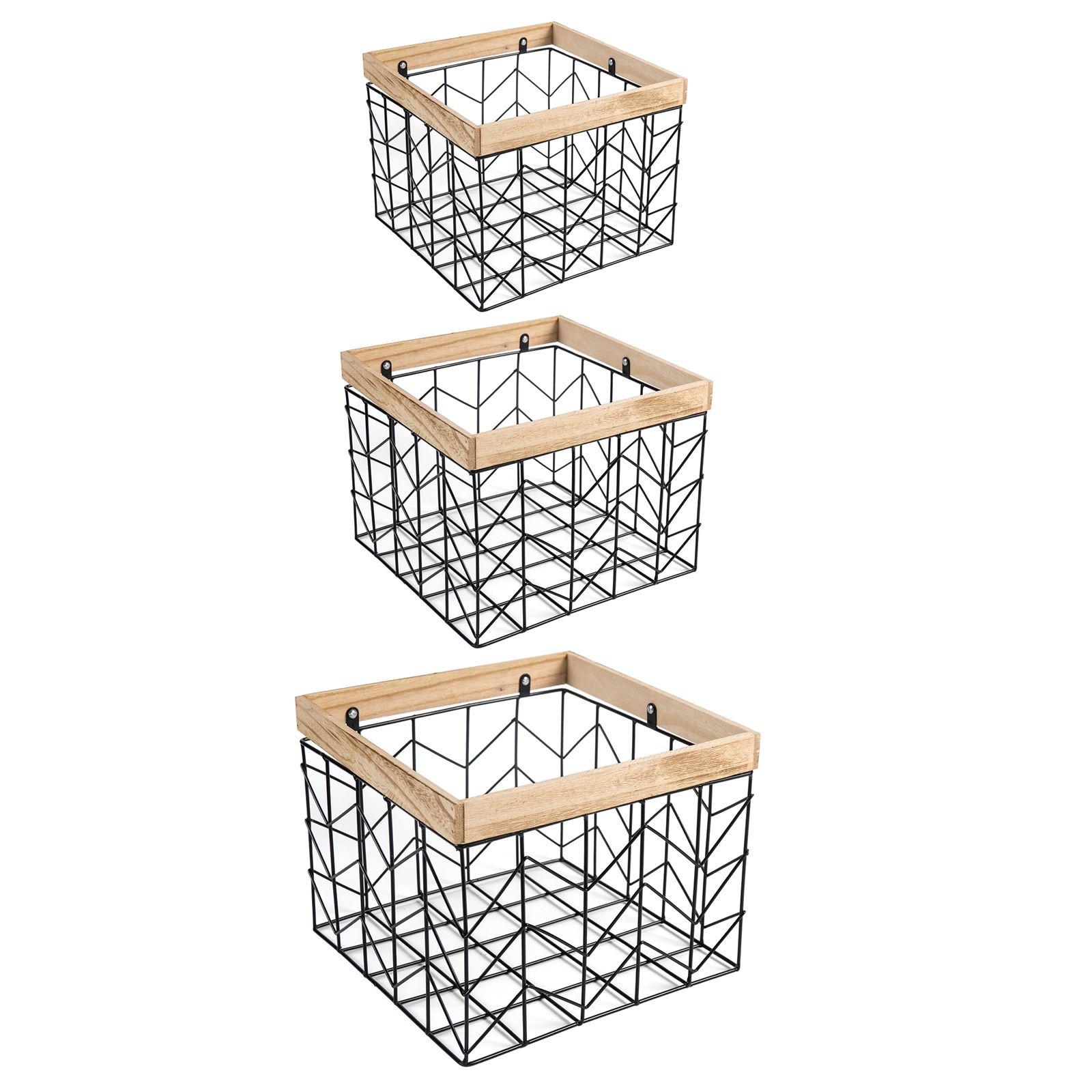 METALLKÖRBE BOHAI 3er Set natur, schwarz - Naturfarben, Metall (32/26/32cm) - IDIMEX