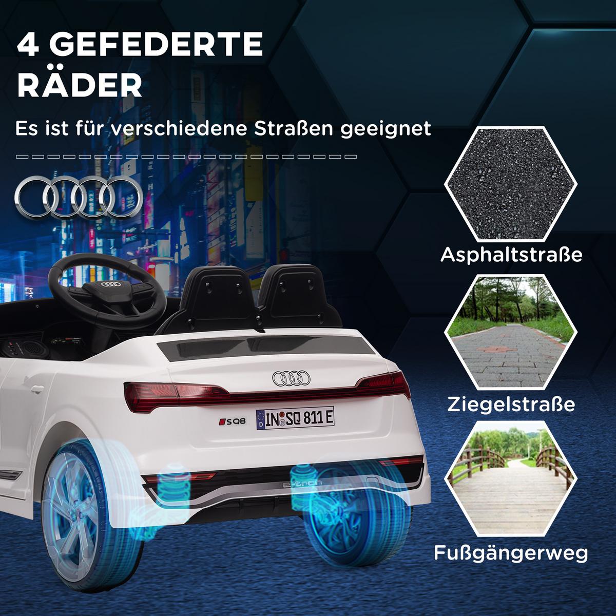 KINDER Elektroauto 12V Kinderauto mit 2,4G Fernbedienung, MP3 Musik & Hupe - Weiß, Kunststoff (98/49.5/43cm) - AIYAPLAY