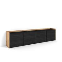 LOWBOARD, Schwarz und Eiche, 207/35/50cm - Schwarz, Holzwerkstoff (207/50/35cm) - Skraut Home