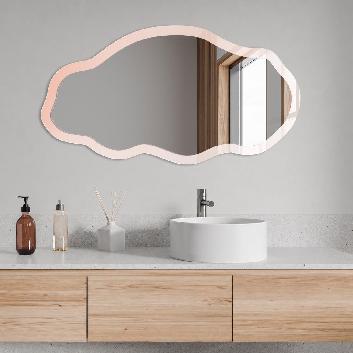 SPIEGEL 90x45 cm asymmetrisch mit Druck - Pastellminimalismus - Transparent, Glas (45/90/0.4cm) - TULUP