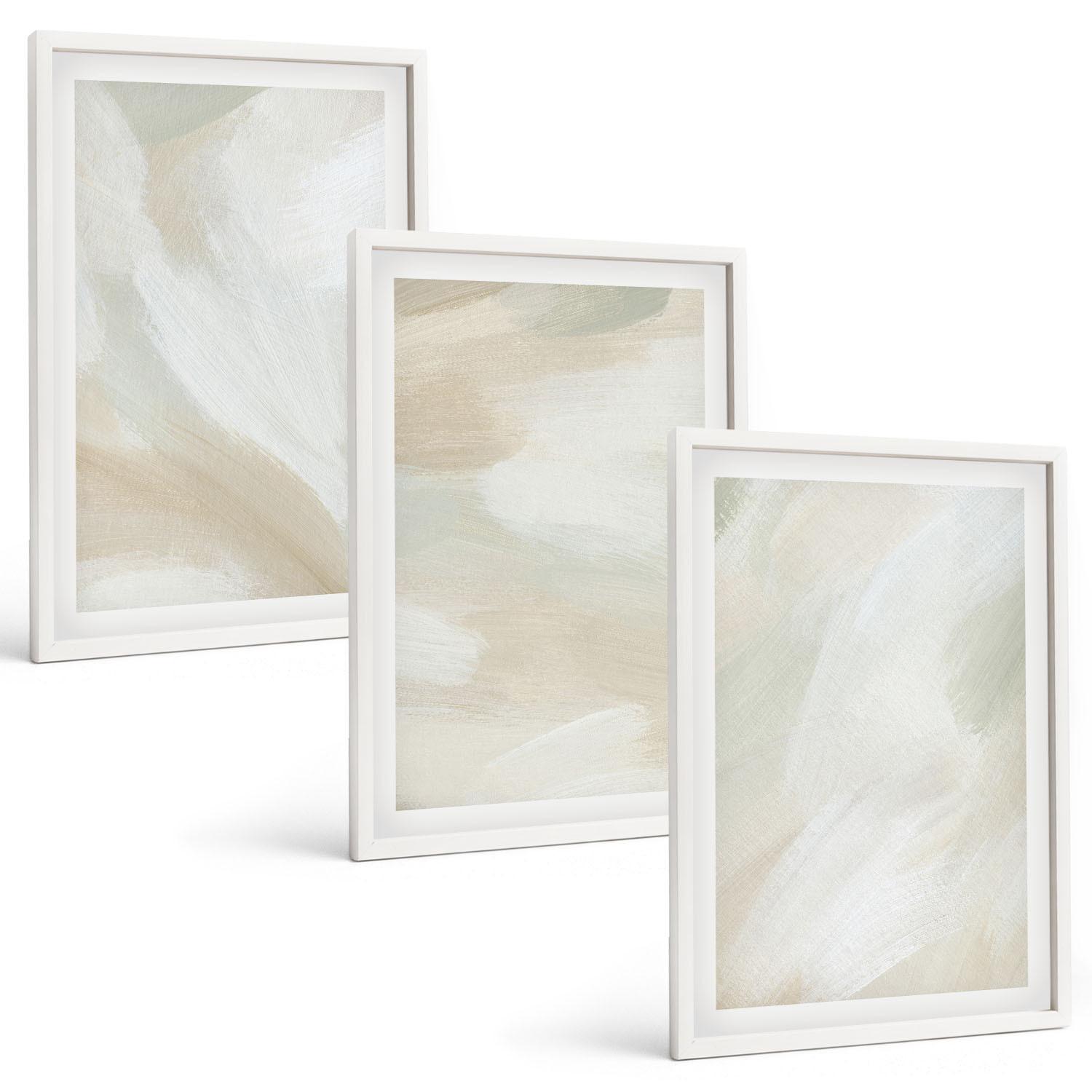 BILDER SET 3er Set - 40x60 cm Weißer Rahmen - Minimalismus der Farbstruktur - Weiß, Kunststoff (40/60cm) - TULUP