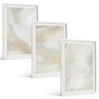 BILDER SET 3er Set - 40x60 cm Weißer Rahmen - Minimalismus der Farbstruktur - Weiß, Kunststoff (40/60cm) - TULUP