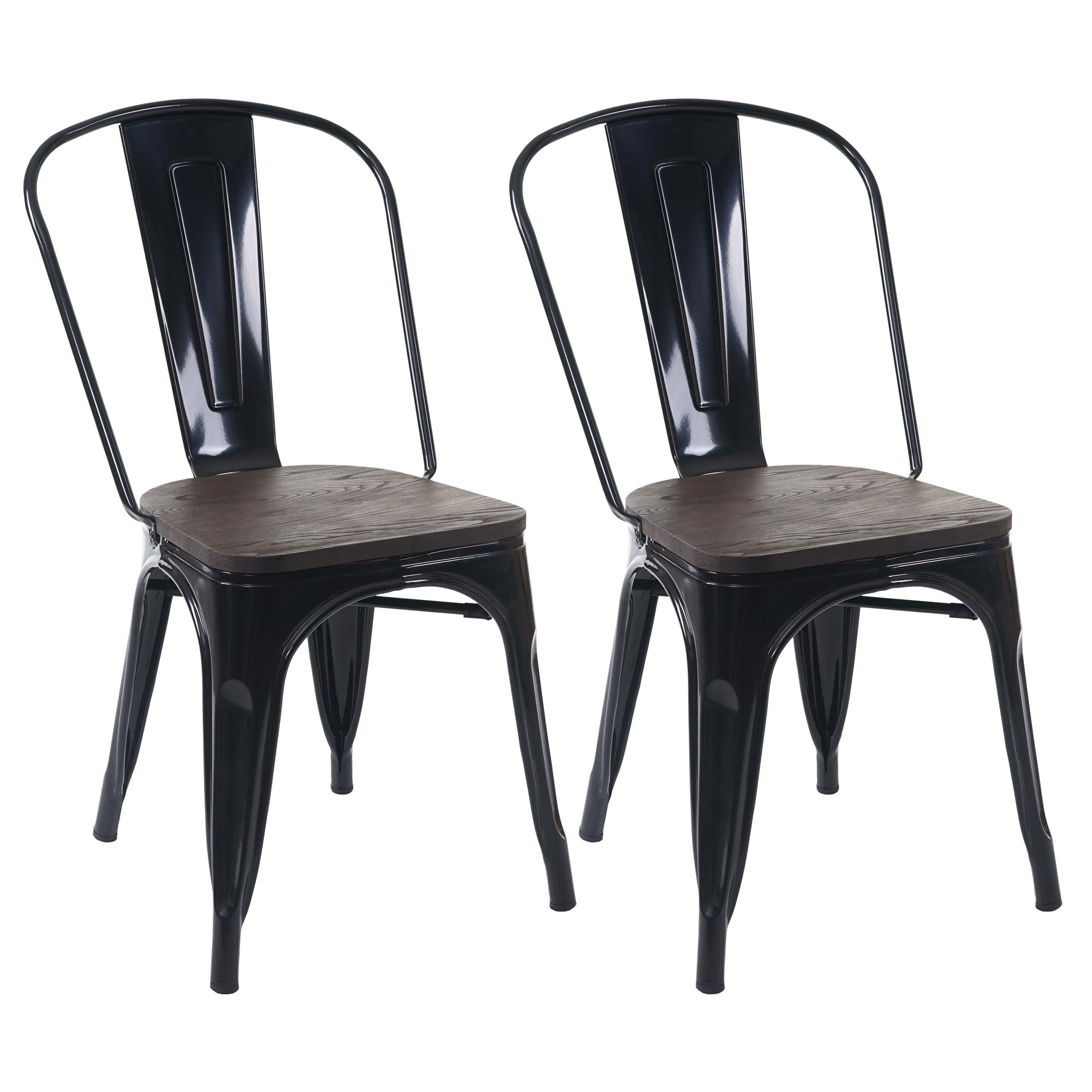 STUHL HOLZ-SITZFLÄCHE Schwarz 2er-Set - Schwarz, Holz (45/85/52cm) - MCW