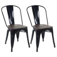 STUHL HOLZ-SITZFLÄCHE Schwarz 2er-Set - Schwarz, Holz (45/85/52cm) - MCW