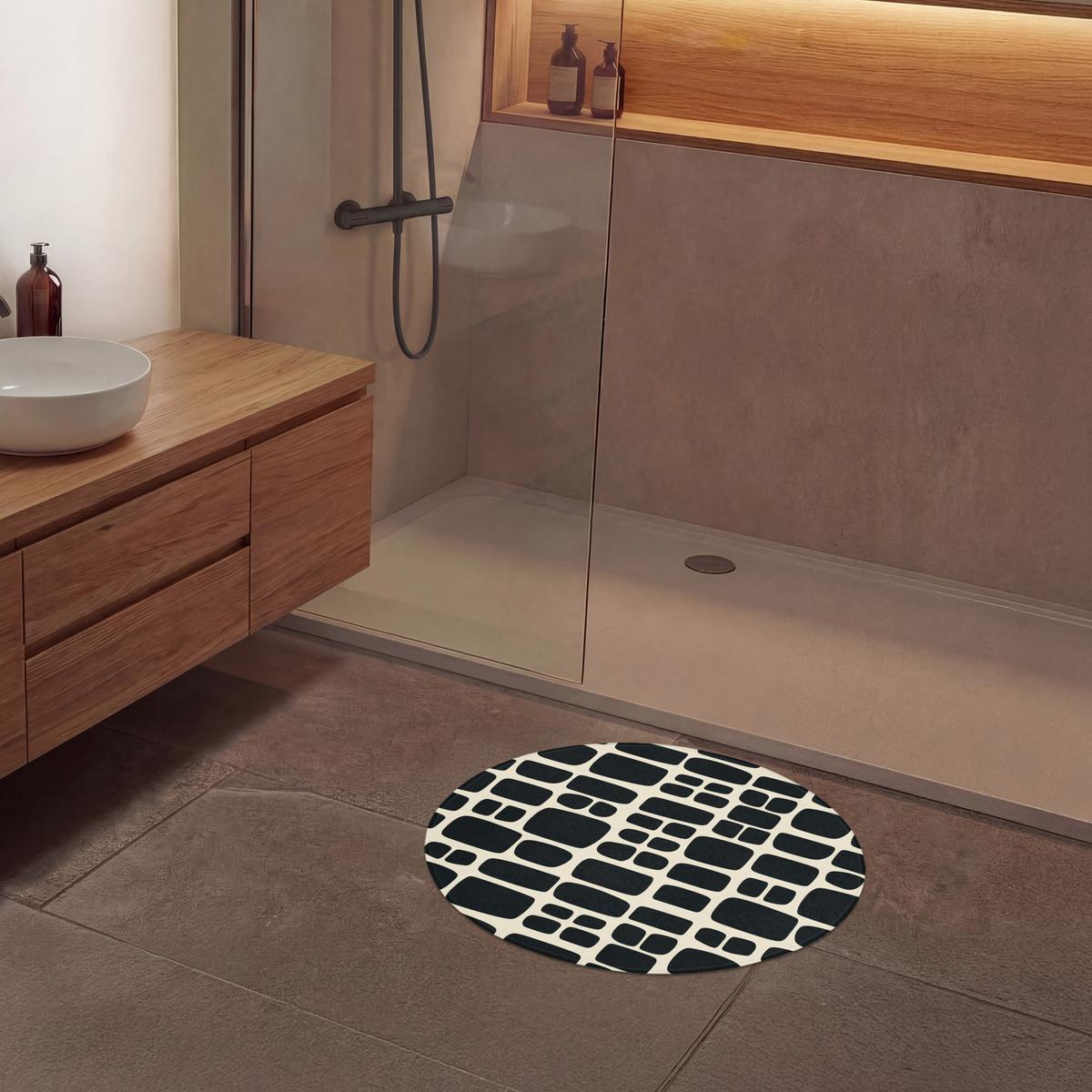 BADEMATTE Modern - Bio - Schwarz Badvorleger 70x70 cm - Anthrazit, Textil (70/70cm) - OnlyWow