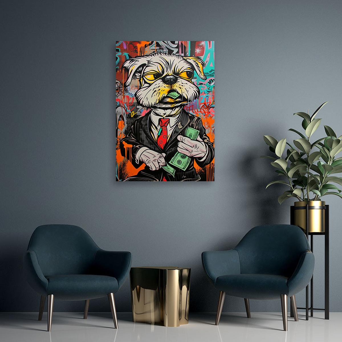LEINWANDBILD Hund Dollar Pop Art 80x120cm - Multicolor, Textil (80/120cm) - Feeby