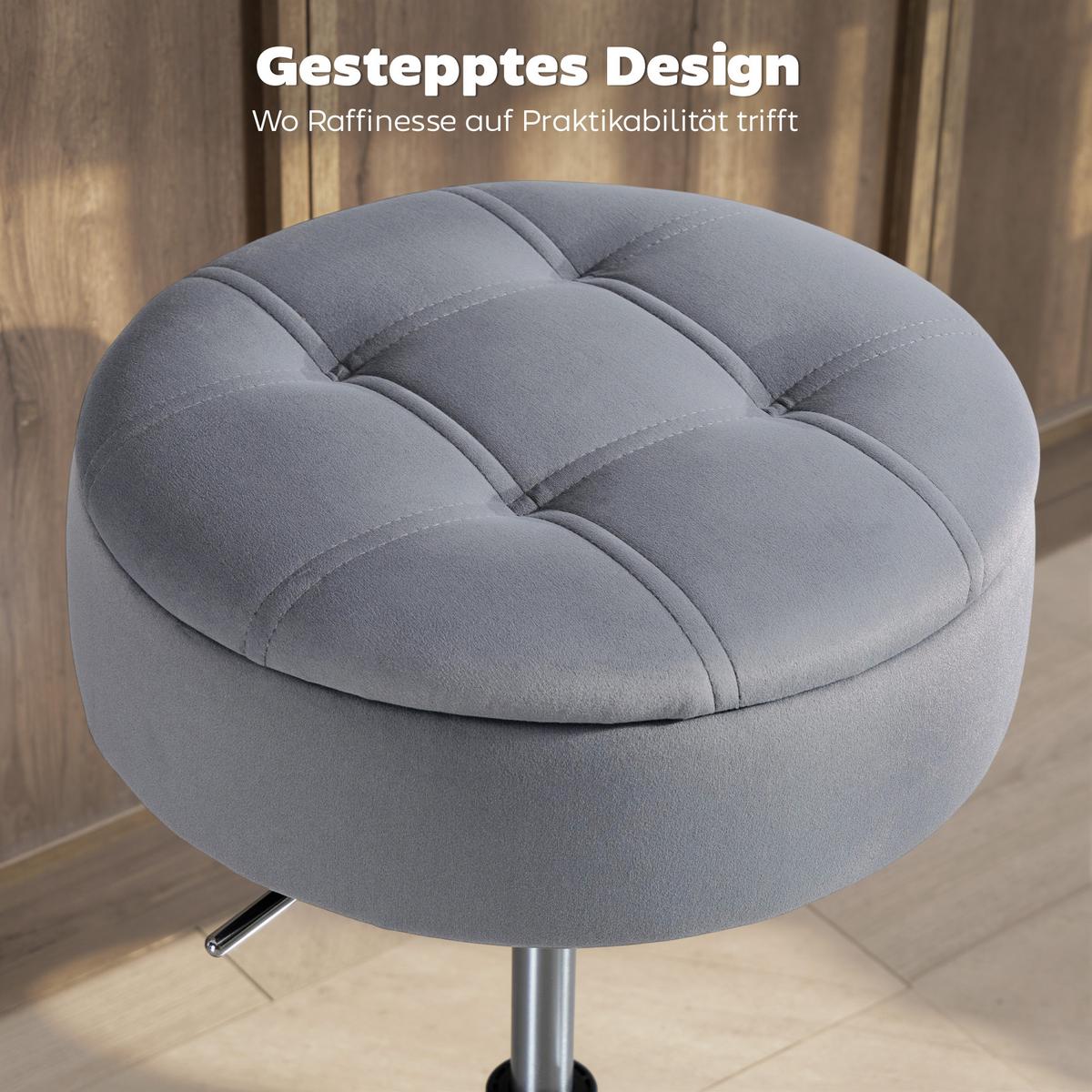 BARHOCKER Polyester Stahl Grau - Silberfarben/Grau, Textil/Metall (39/65/39cm) - HOMCOM