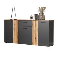SIDEBOARD grau, Evoke Eiche 181 cm, Kommode mit viel Stauraum - Eichefarben/Anthrazit, Holzwerkstoff/Kunststoff (181/86/38cm) - Top.Furn