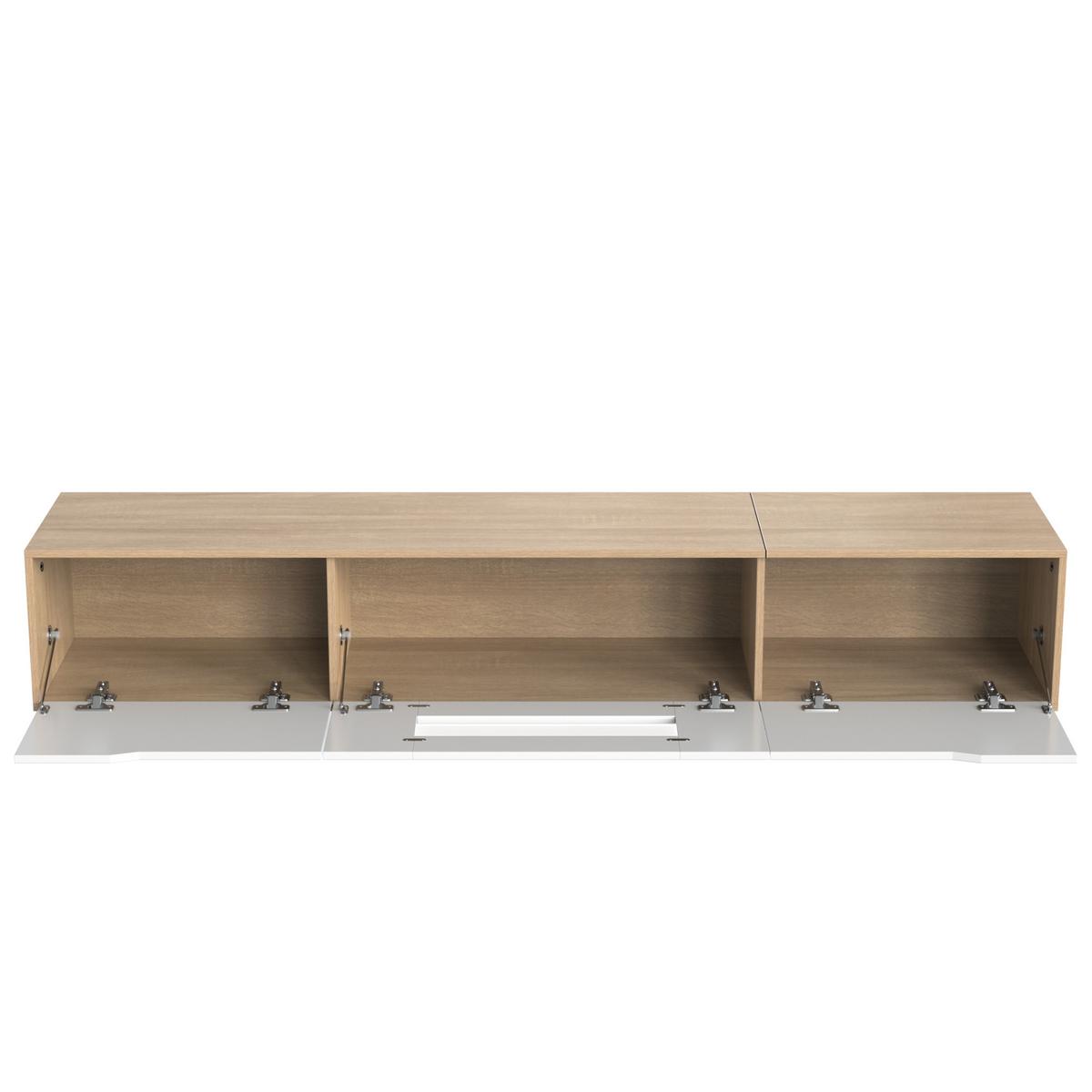 TV-LOWBOARD 180 cm in Weiß Hochglanz & Holz-Optik - Weiß, Holzwerkstoff (180/30/35cm) - Urban Meuble