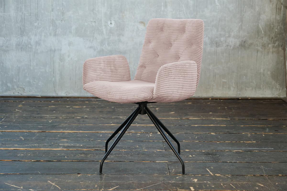 DREHSTUHL NEW CHARME Pink Cord (1er-Set) - Pink/Rosa, Textil (59/87/66cm) - KAWOLA