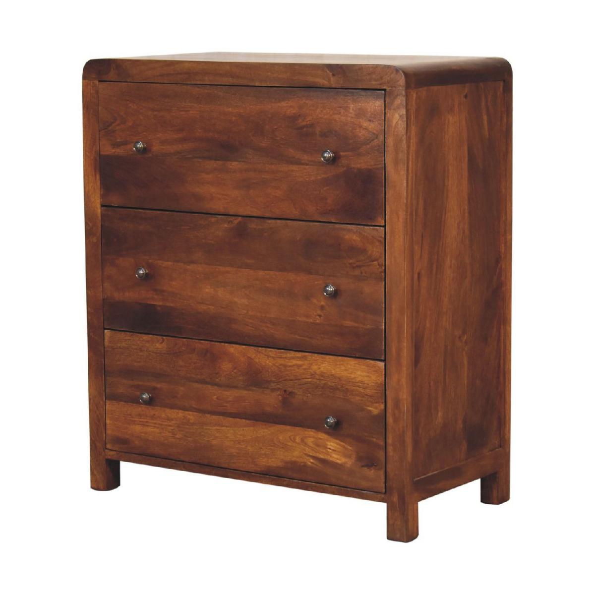 KOMMODE Aspen, 3 Schubladen, Dunkelbraun - Dunkelbraun/Messingfarben, Holz/Metall (70/80/35cm) - Artisan Furniture