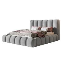 BETT 180x200 - Polsterbett mit Bettkasten und Metallrahmen - Modern Bett - Eleganter Jasmine-Stoff - Kollektion Nora Maxi - Grau - Grau, Holz/Textil (180/200cm) - Alpi-Möbel