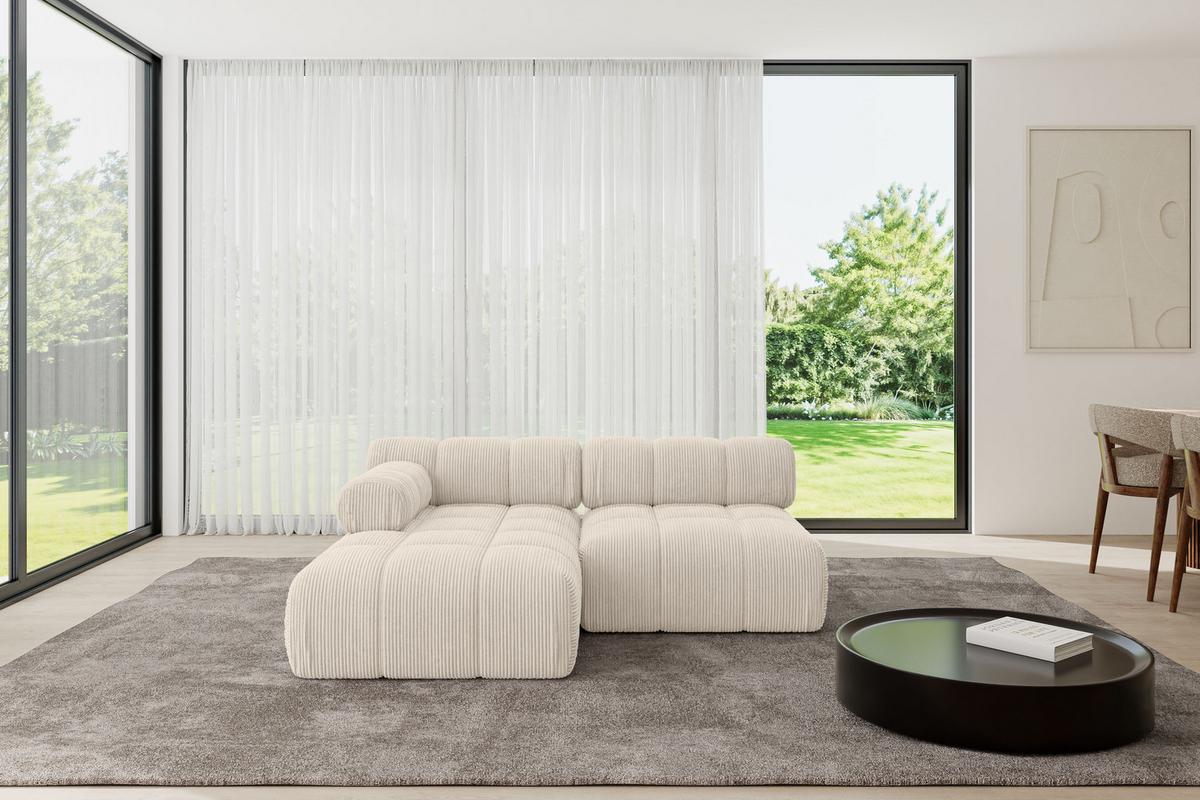 ECKSOFA modulares Sofa Razon-L1 - 190x160x70 cm Beige Cord - Beige, Holzwerkstoff/Textil (190/160cm) - ALTDECOR