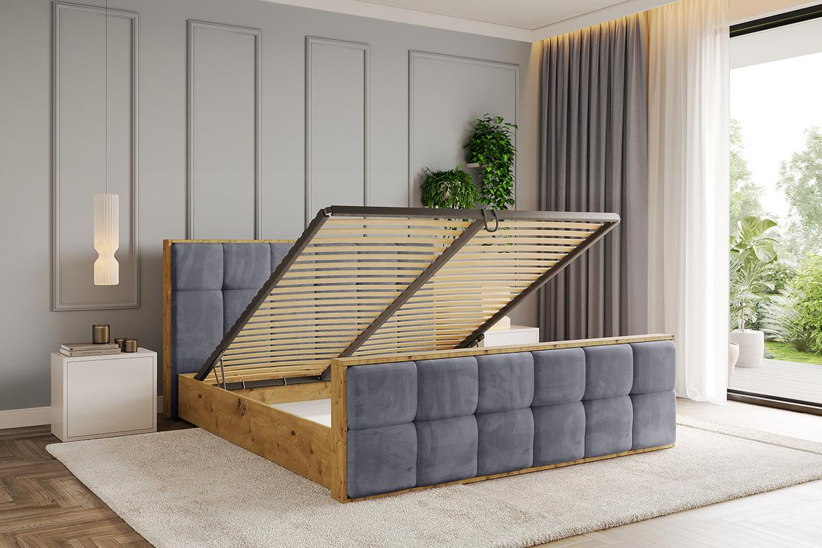 POLSTERBETT mit Bettkasten, Fußteil und Lattenrost, Boxbett ohne Matratze - ENZO7-Z 200x200 - Dunkelgrau, Holzwerkstoff/Textil (200/200cm) - ALTDECOR