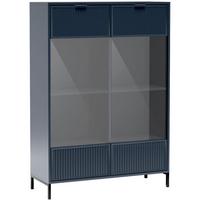 VITRINE Linna mit Schublade 105 cm dunkelblau - Schwarz/Dunkelblau, Holzwerkstoff/Metall (105/150/41cm) - Beautysofa
