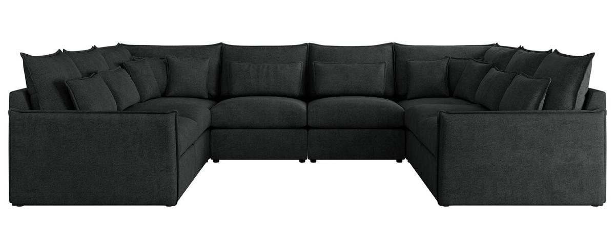 WOHNLANDSCHAFT VERSO U 8M Dunkelgrau Struktur - Dunkelgrau/Schwarz, Kunststoff/Textil (362/93/270cm) - MKS