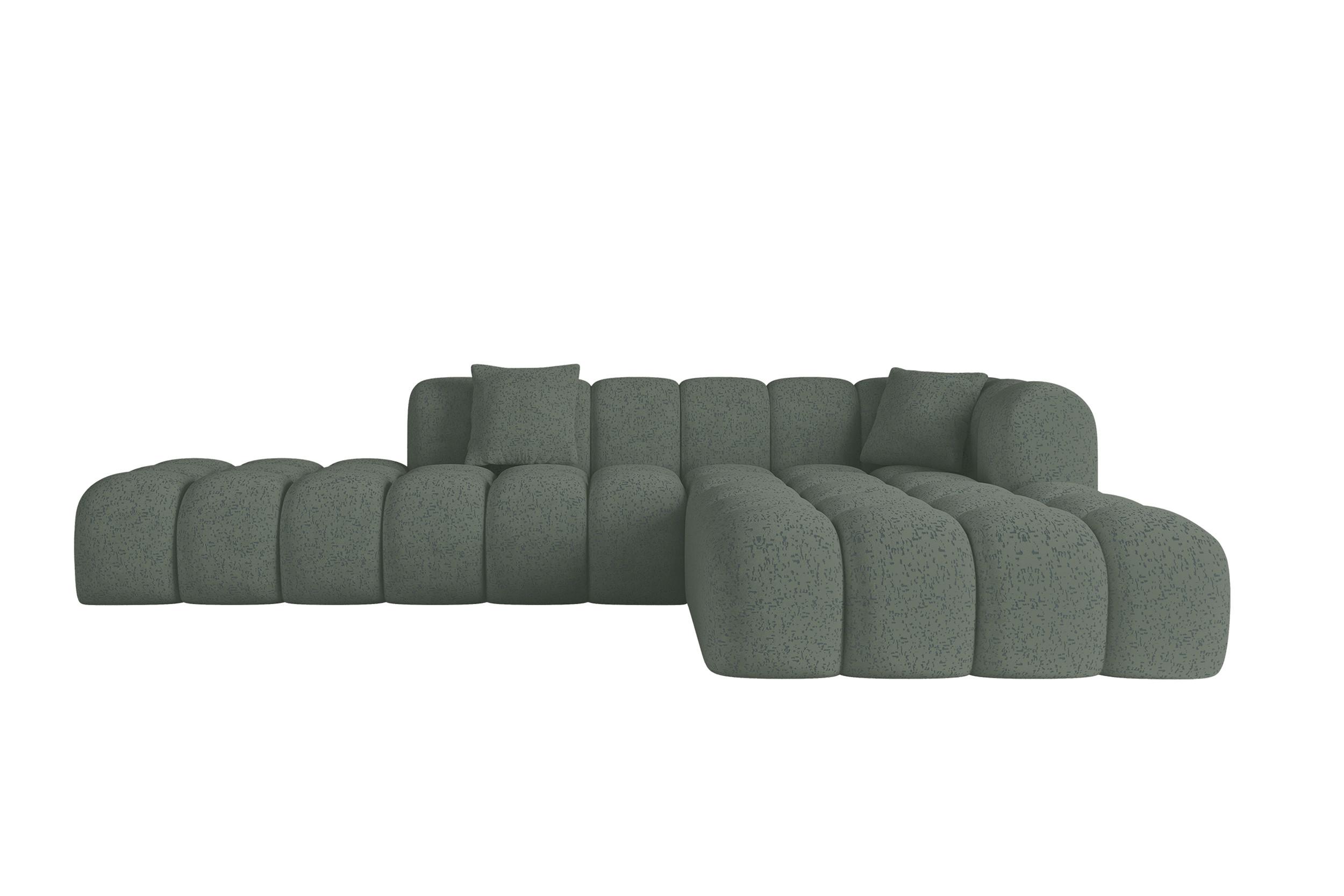 ECKSOFA Ottomane Rechts OLEA-L2 - 289x176x71 cm Grün - Schwarz/Grün, Holzwerkstoff/Kunststoff (289/176cm)
