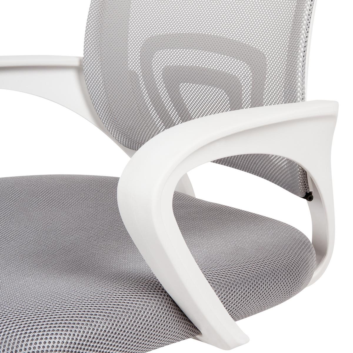 BÜROSTUHL Hellgrau Solid - Silberfarben/Weiß, Textil (60/88/60cm) - Beliani