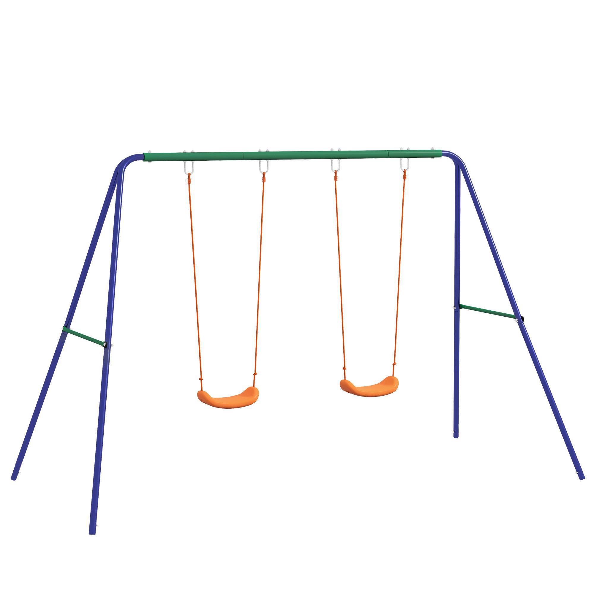 KINDERSCHAUKEL-SET Schaukelgestell mit 2 Schaukeln, Schaukelgerüst für 3-8 Jahre - Multicolor, Kunststoff/Metall (160/269cm) - Outsunny