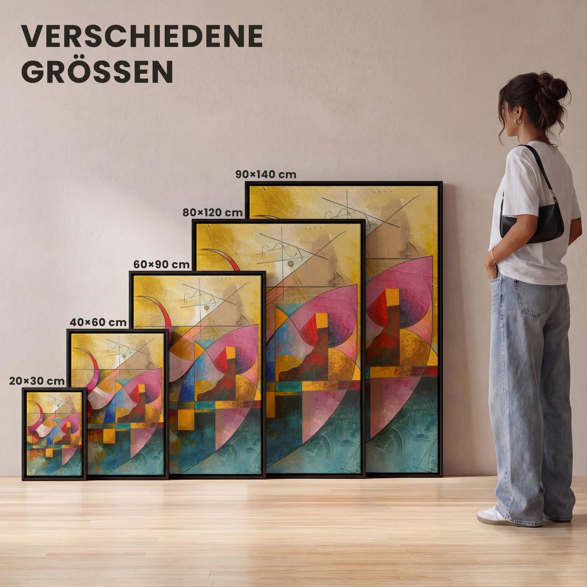 LEINWAND Bilder mit Rahmen - Kunst - Abstrakt - Modern - 100x150 - Gelb, Textil (100/150cm) - MuchoWow