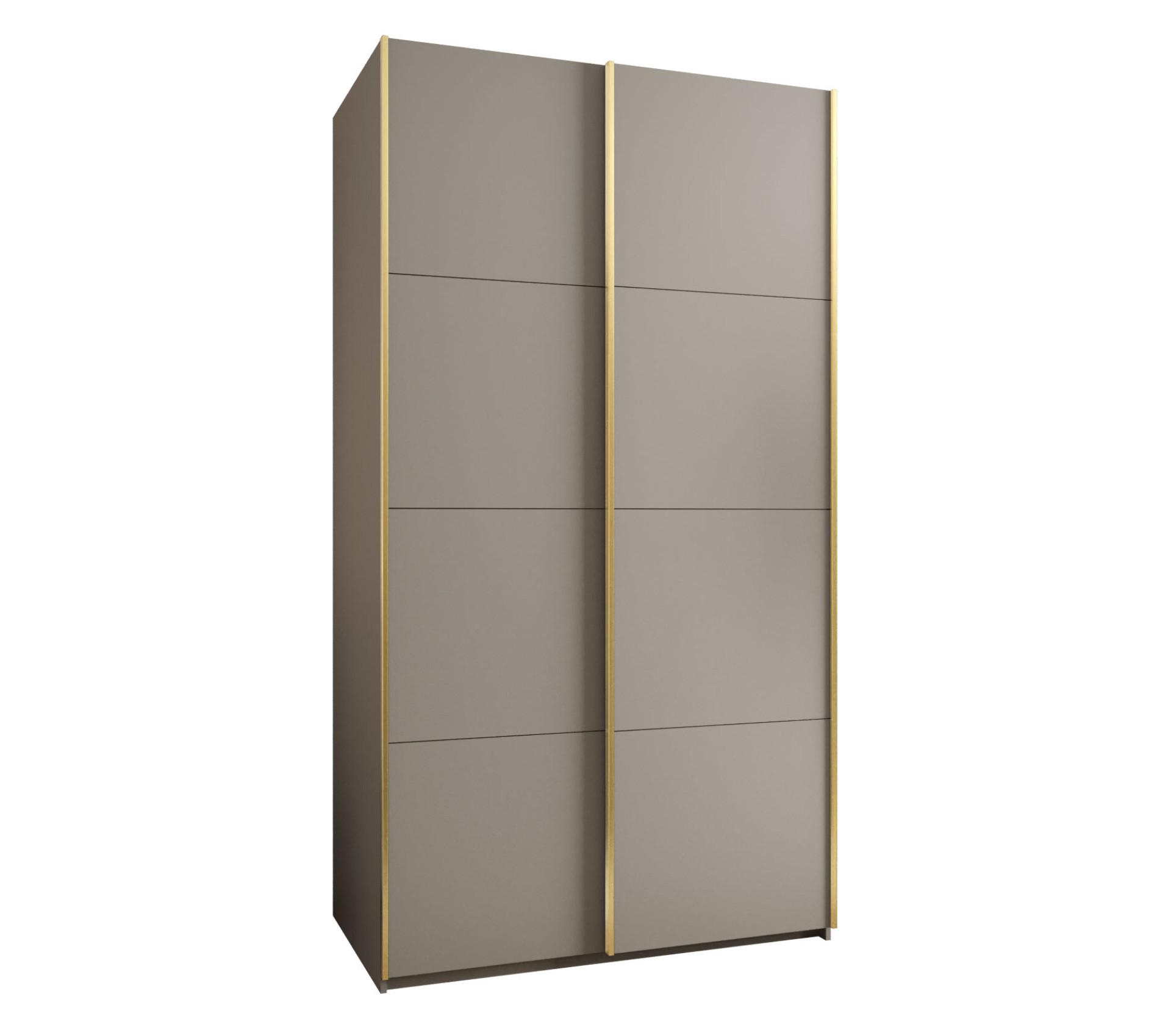 SCHWEBETÜRENSCHRANK 245,5/130/64 2-türig - Kaschmir/Goldfarben, Holz/Metall (130/245/64cm) - Abiks Möbel