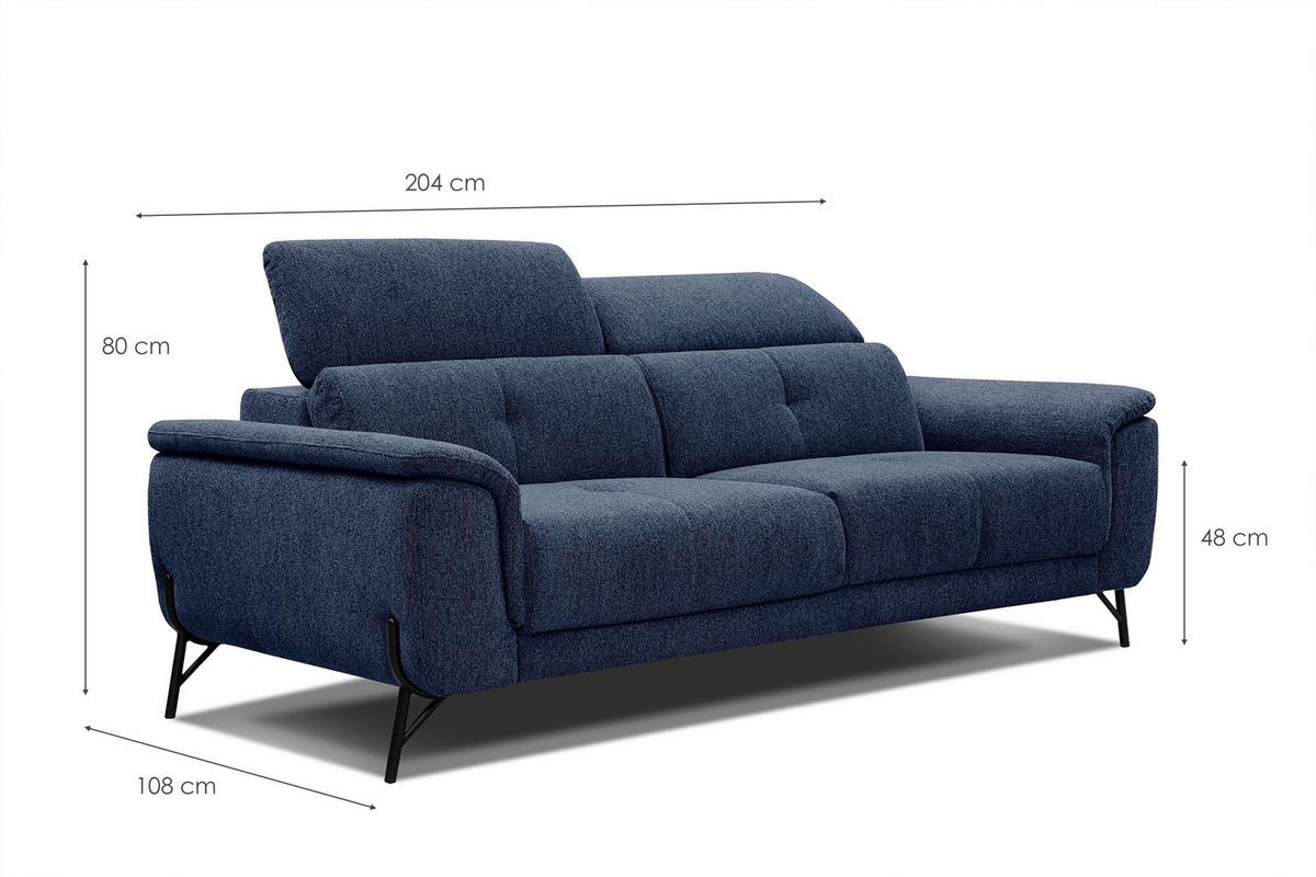 SOFA AVENA 3-Sitzer, dunkelblau - Dunkelblau, Holzwerkstoff/Textil (204/80/108cm) - Wozimo