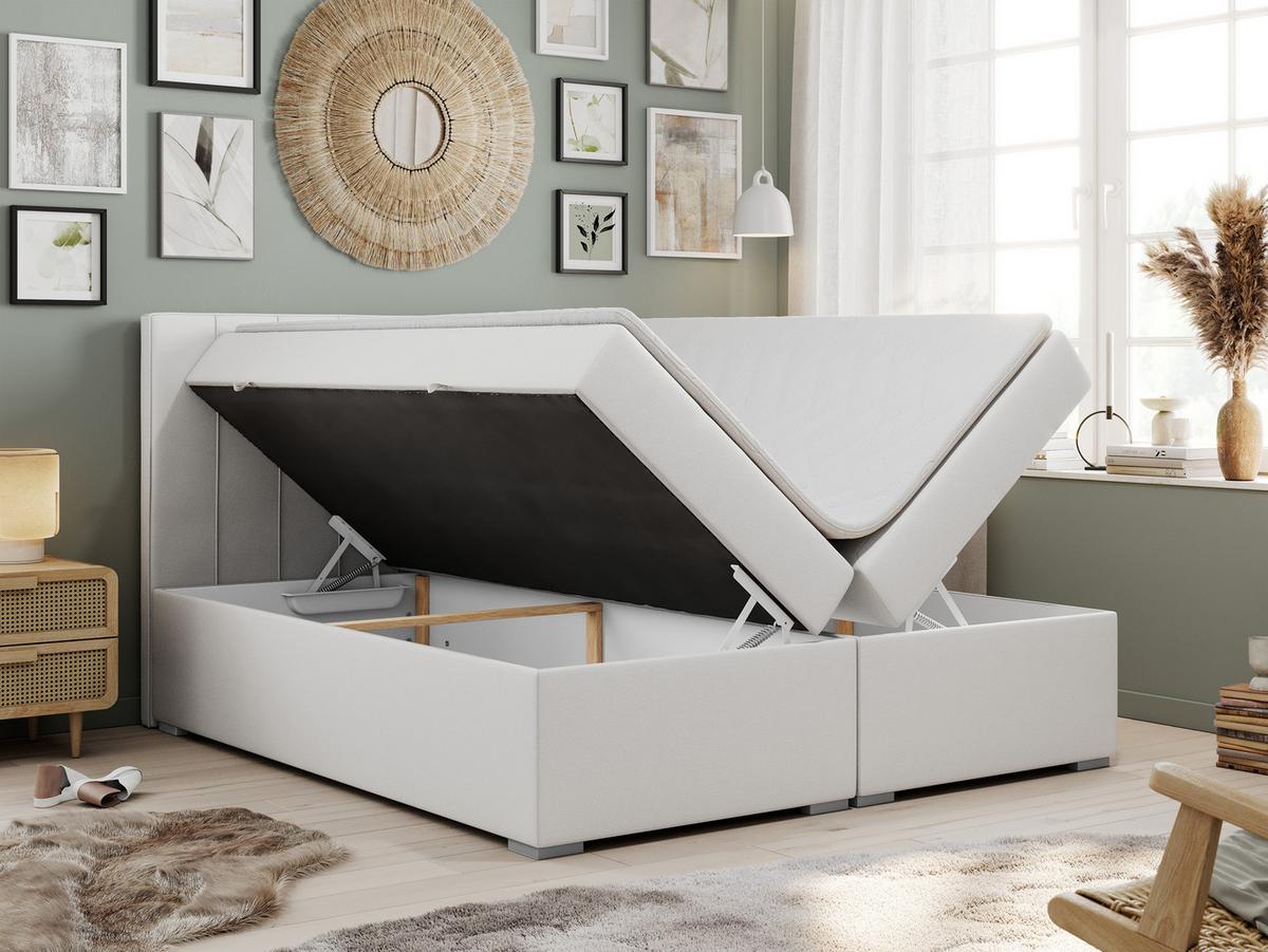 BOXBETT ALLY 120/200 Weiß Kunstleder - H3 - Weiß, Holz/Textil (120/200cm) - MKS