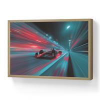 WANDLEUCHTE MIT AKKU Rennwagen - Rot - Geschwindigkeit 60x40 cm - Türkis, Holzwerkstoff (60/40/8cm) - OnlyWow
