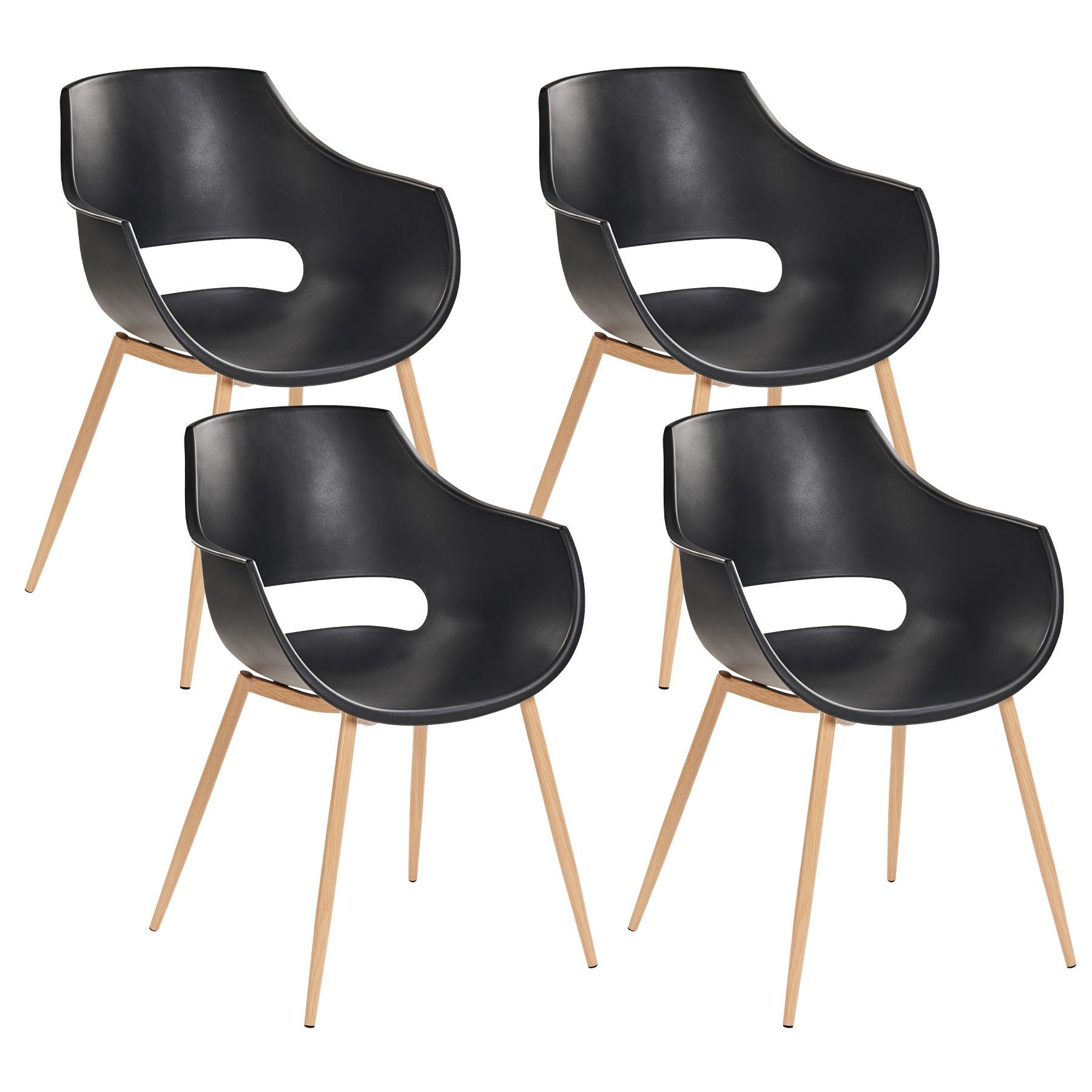 ESSZIMMERSTUHL 4er-Set Schwarz Millers - Schwarz/Braun, Kunststoff (55/82/60cm) - Beliani