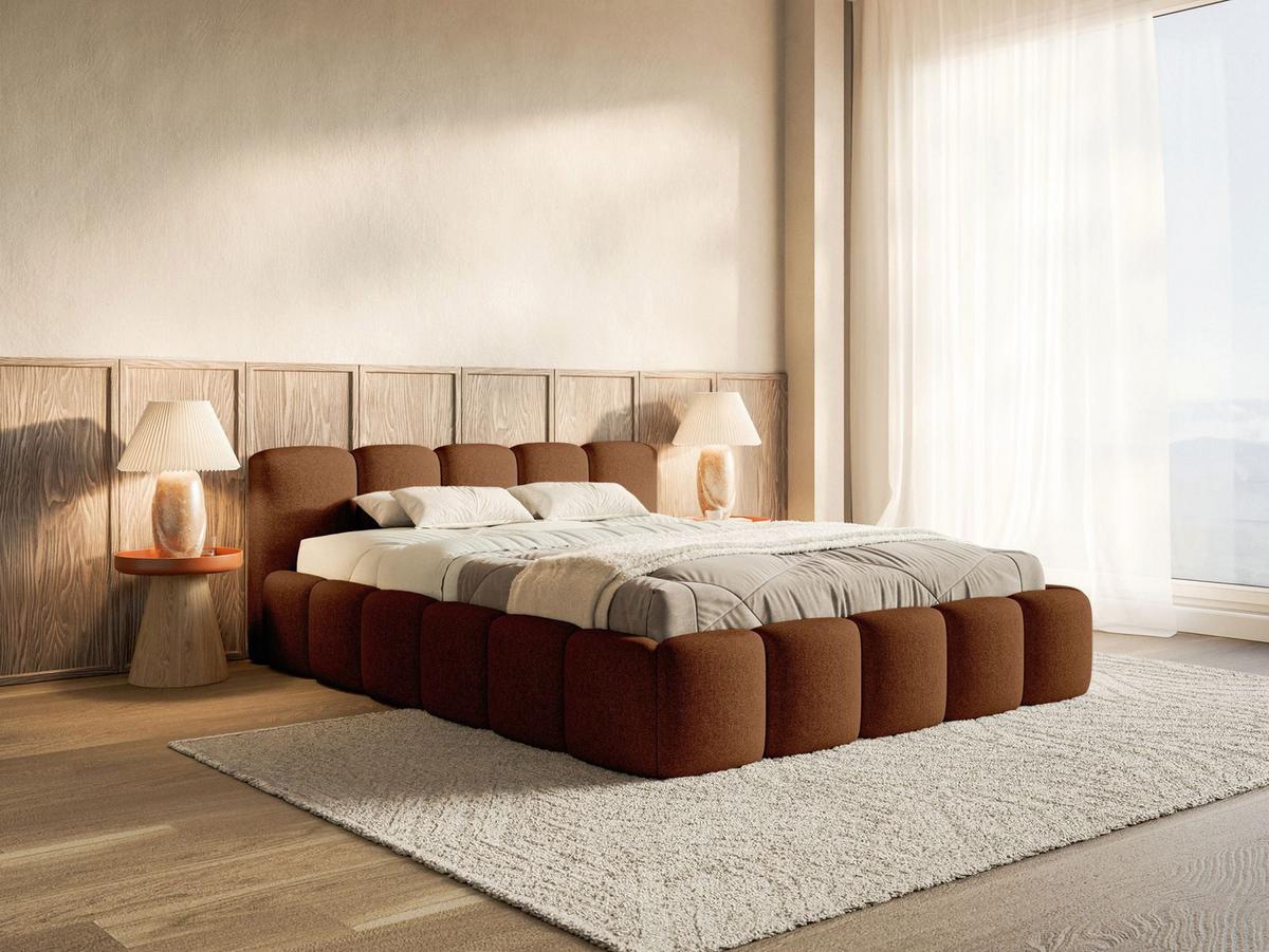 POLSTERBETT Cloudy Low Kupfer Chenille, Bettkasten & Lattenrost, 120x200 cm - Schwarz/Kupferfarben, Kunststoff/Textil (120/200cm) - Selsey