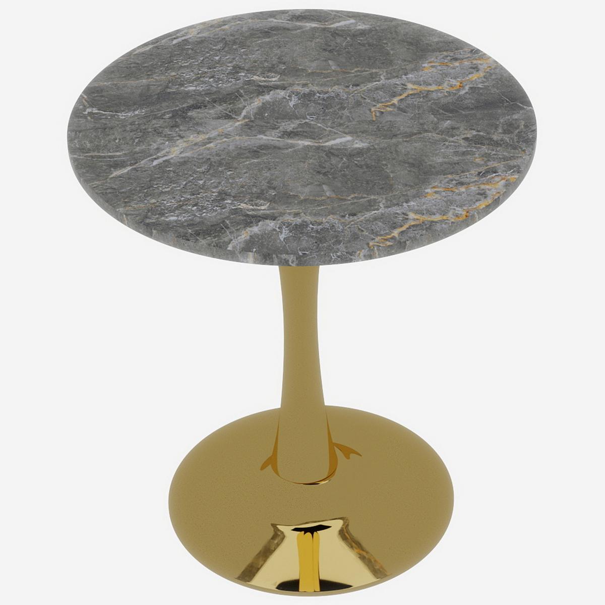 ESSTISCH Ø 70 cm Runder Marmor-Optik - Grau, Keramik (70/70/72cm) - Urban Meuble