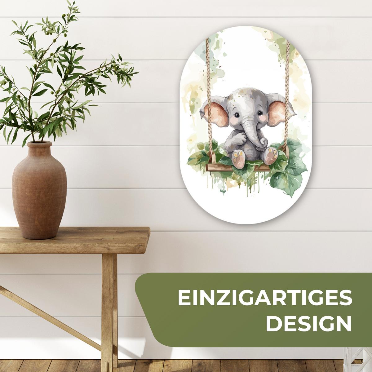 WANDBILD Elefant - Tier - Kinder - Dschungel Deko Wohnzimmer 40x60 cm - Hellgrau, Kunststoff (40/60cm) - MuchoWow