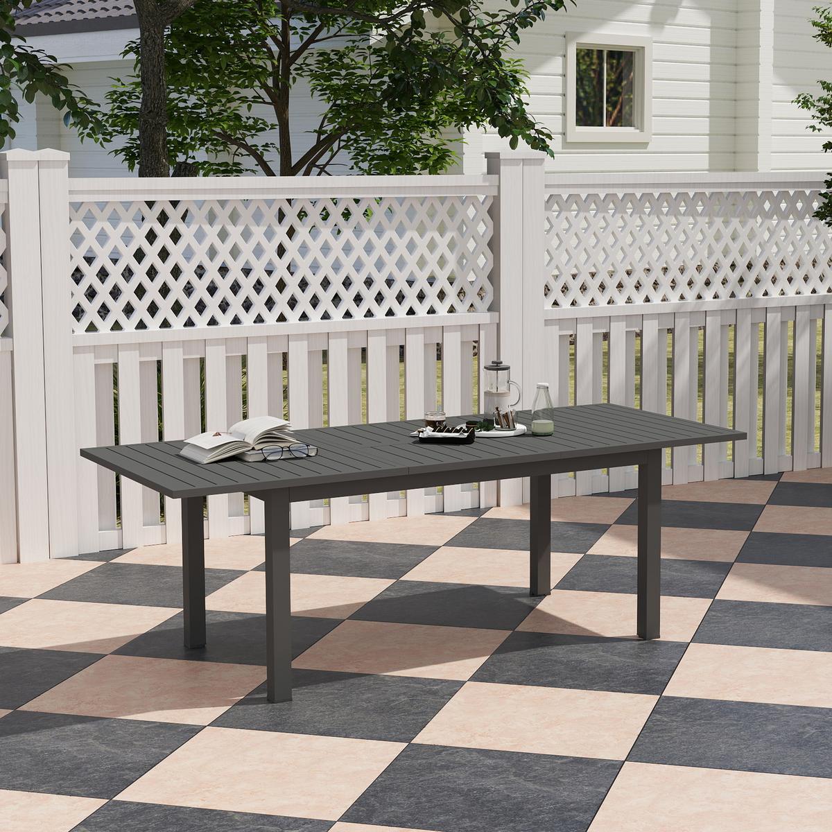 GARTENTISCH Erweitert Aluminium 160/220 x 90 cm - Grau, Metall (220/90/73cm) - Outsunny
