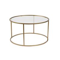 COUCHTISCH mit Glasplatte 80/80/43 cm - Goldfarben, Metall (82/80/43cm) - Calicosy