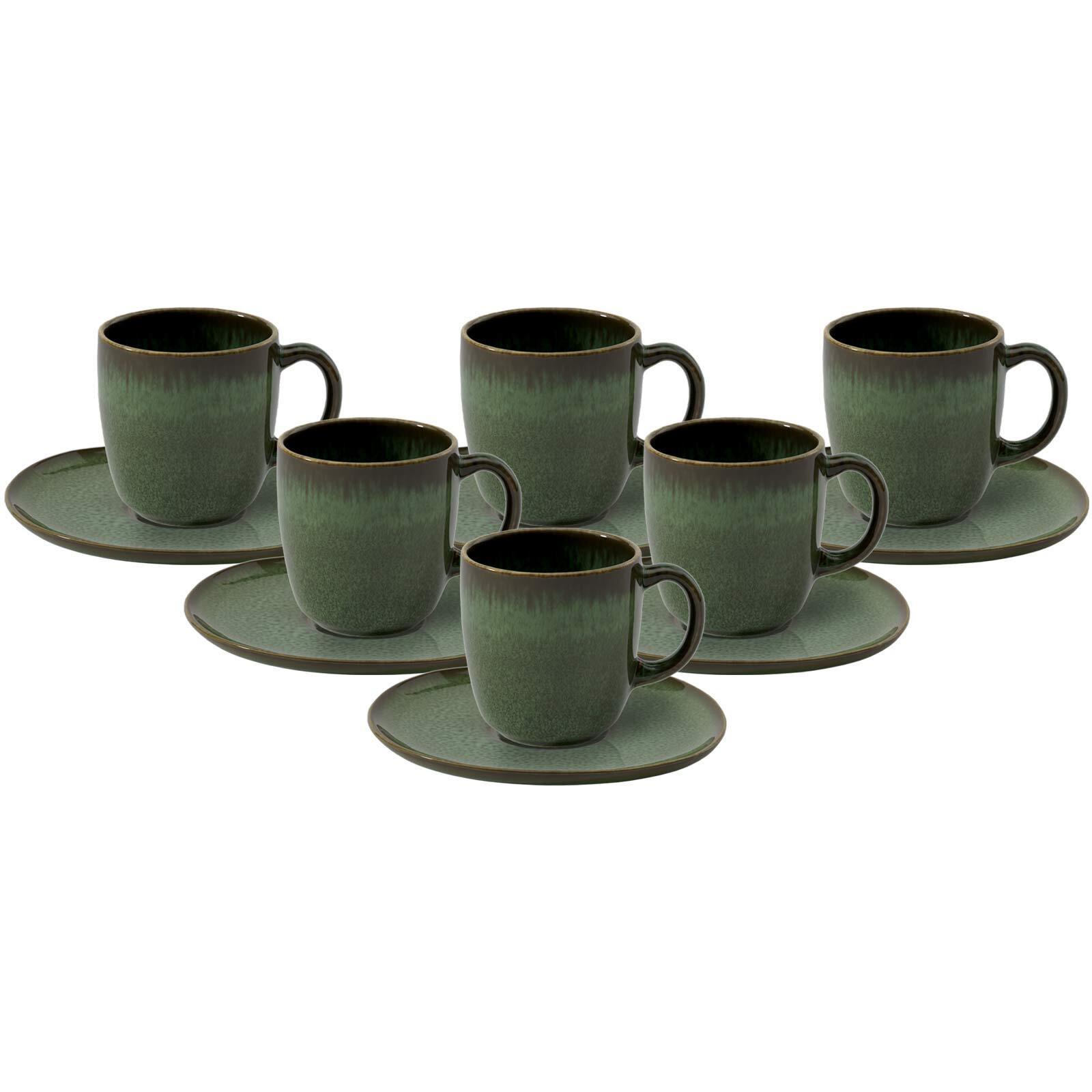 KAFFEETASSEN MIT UNTERTASSEN Lave Vert 190 ml 6er Set - Grün, Keramik (15.2/9.9/15.3cm) - like.Villeroy & Boch