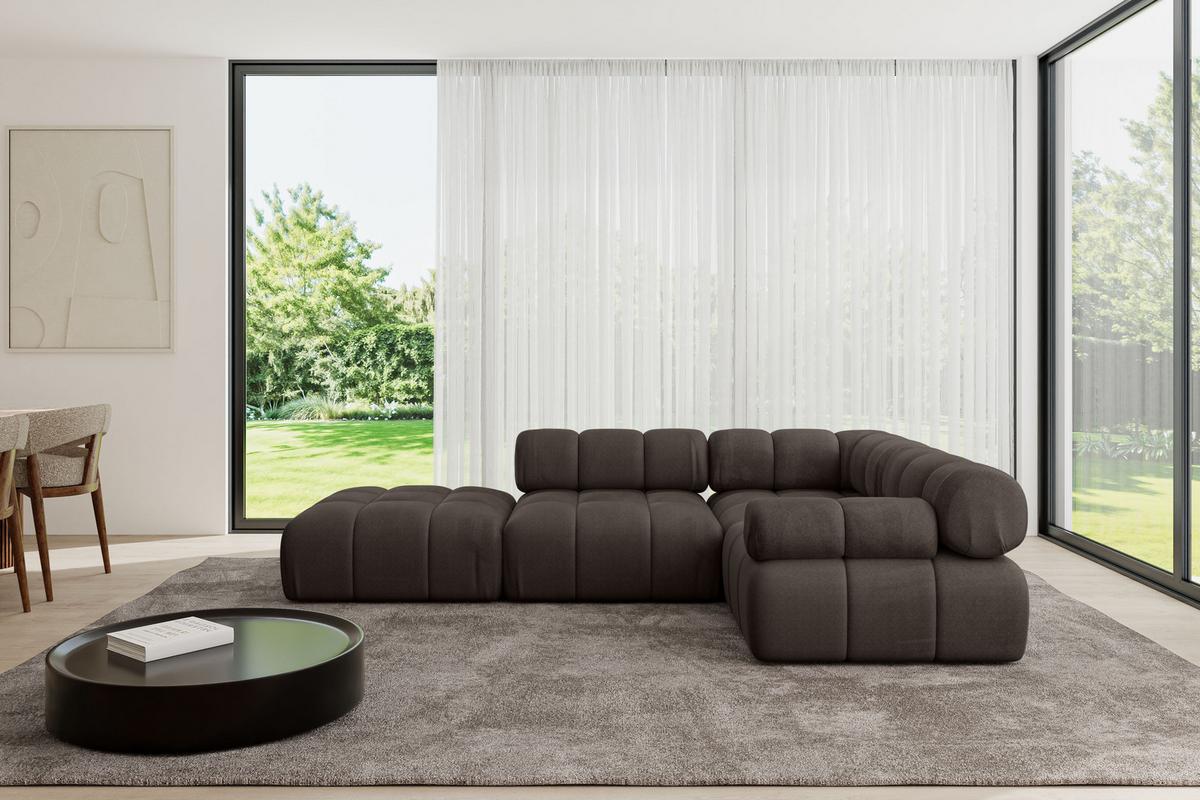 ECKSOFA modulares Sofa Felto-L1 - 285x190x70 cm Braun Velours - Braun, Holzwerkstoff/Textil (285/190cm) - ALTDECOR