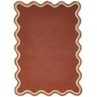 WOLLTEPPICH handgetuftet ALHAM, Wellenbordüre, Terrakotta, 120 x 170 cm - Orange, Textil (120/170cm) - KADIMA DESIGN