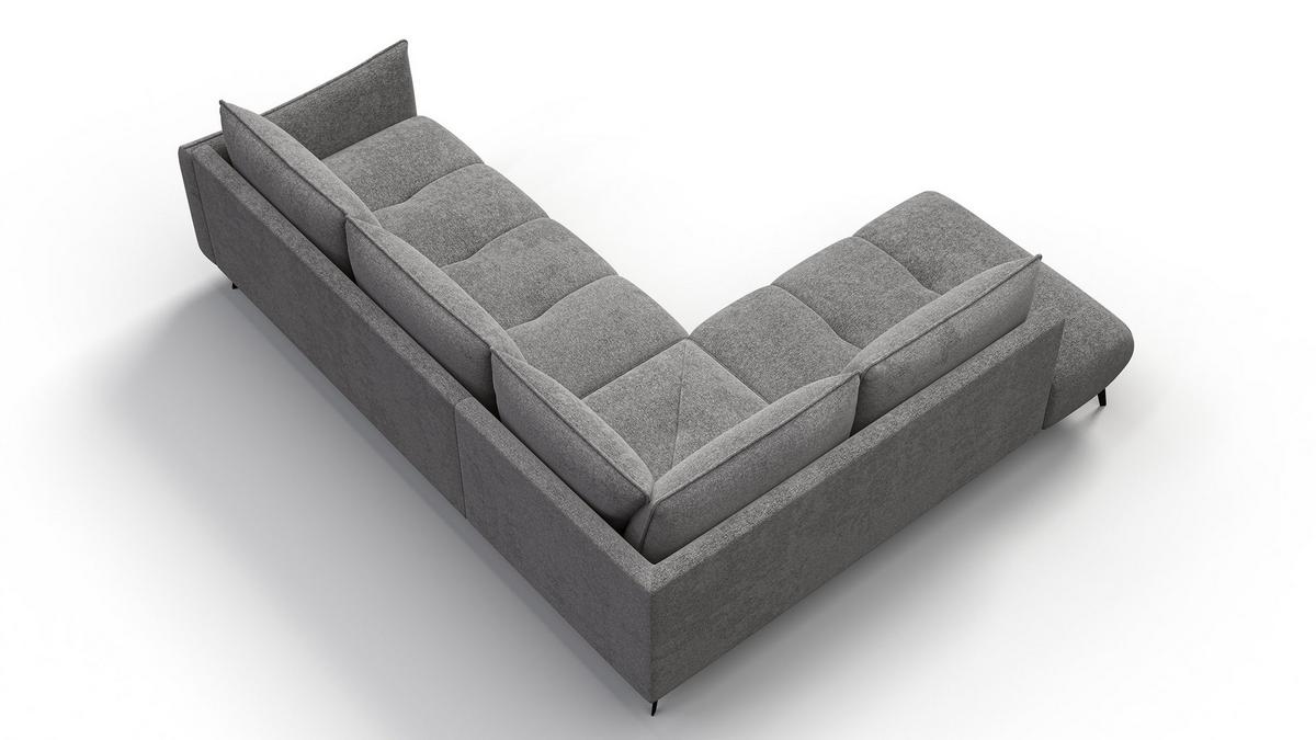 ECKSOFA AERA 5-Sitzer links, platingrau - Schwarz/Grau, Holz/Textil (268/206cm) - Wozimo